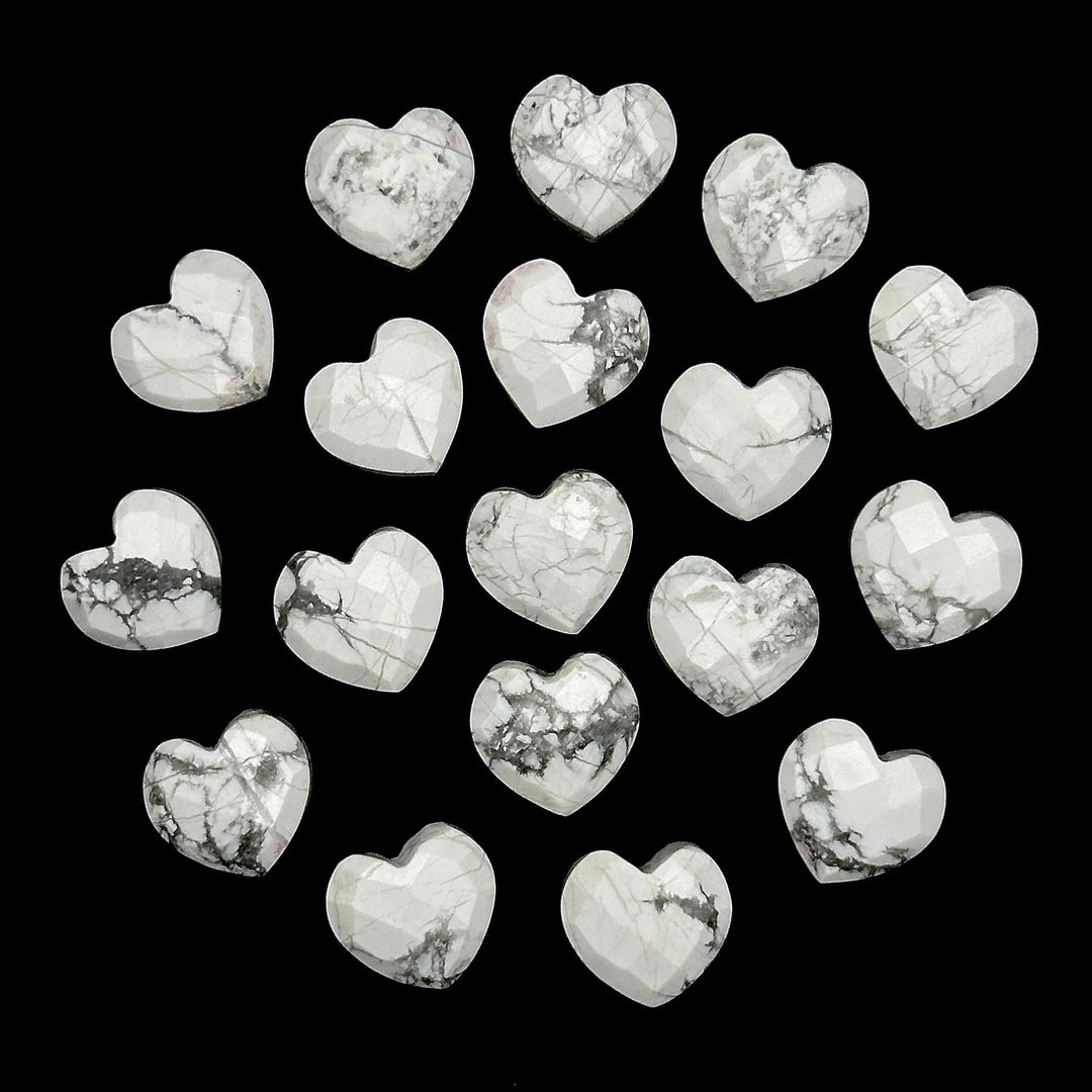 White Howlite Heart Shape Briolette's, Howlite Faceted Heart Shape Beads, Hand Carved Gemstone, Jewelry Making Charms, 10 MM
