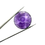 Load image into Gallery viewer, Purple Amethyst Evil Eye Shape Gemstone, Natural Amethyst Hand Carved Stones, 28 MM, Round Evil Eye Carving, Unique Amethyst Carvings