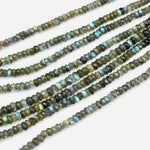 Load image into Gallery viewer, Flashy Labradorite Faceted Rondelle Beads, Natural Blue Fire Labradorite Beads, 4 mm MM Black Rainbow Beads, Wholesale Jewelry Making Beads