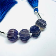 1,2,3,4,5 pcs 100% Natural Fluorite Carved Melon Shape Beads, Fluorite Melon Shape Gemstone, Pumpkin Beads Gemstone For Jewelry, 12 mm