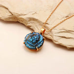 Load image into Gallery viewer, Carved Labradorite Flower Pendant, 19 mm Flower, Handmade Rose Flower Pendant, Healing Energy Gemstone Necklace For Her, Bridesmaid Gifts