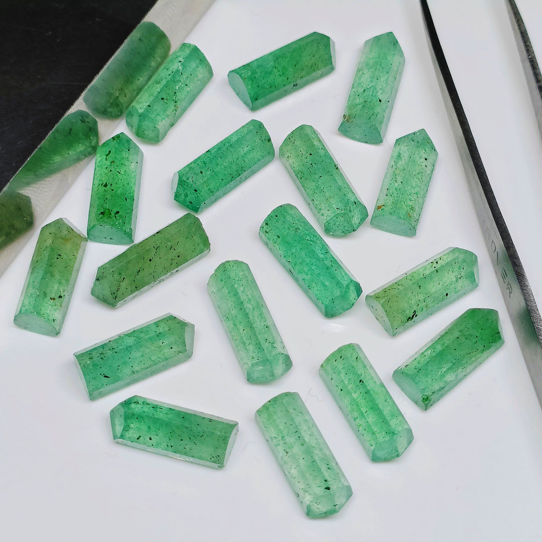 2,3,4,5,6 pcs100% Natural Green strawberry Faceted Pencil Shape Loose Gemstone,Green strawberry Loose Gemstone, Gemstone for Jewlery 15X6 mm