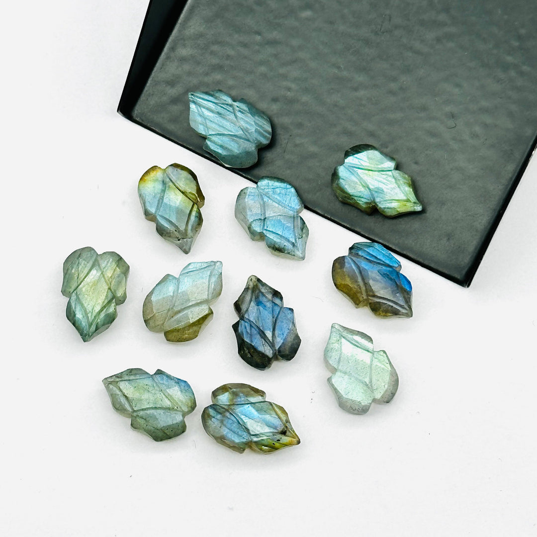 Flashy Labradorite Leaf Shape Carving Gemstone Beads, 9X13 MM Leaves Shape Loose Briolette's, Blue Fire Beads For Jewelry, Wholesale Beads