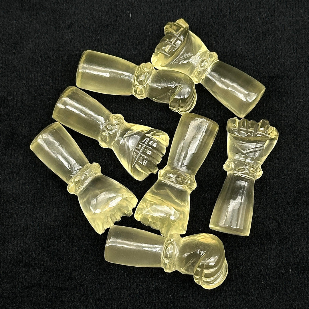 Natural Lemon Quartz Hand Shape Carving, Lemon Quartz Punch Shape Stone, 27 MM Loose Hand Fist Charm For Jewelry Making, Hamsa Charms