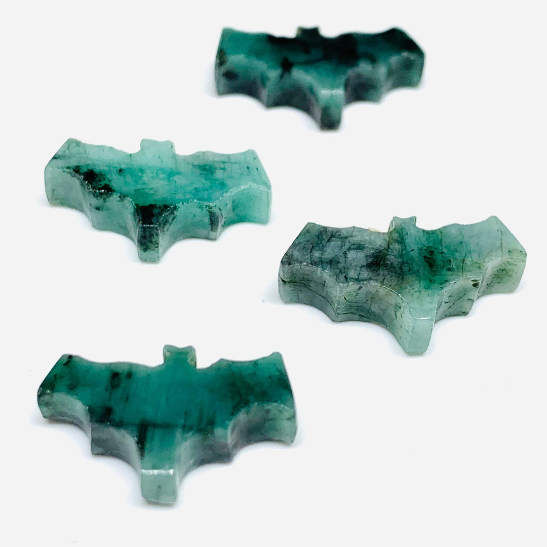 2,3,4,5 Pcs Natural Emerald Hand Carved Bat Shape, Bat Shape Gemstone For Jewellery, Bat Shape Gemstone, 20X10 mm
