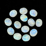 Load image into Gallery viewer, Rainbow Moonstone Scarab Beads: Handmade Carved Briolettes (10x12MM)