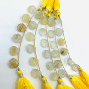 Natural Golden Rutile Shell Shape Beads, Hand Carved Shell Briolette's, Shell Shape Gemstone 12 MM