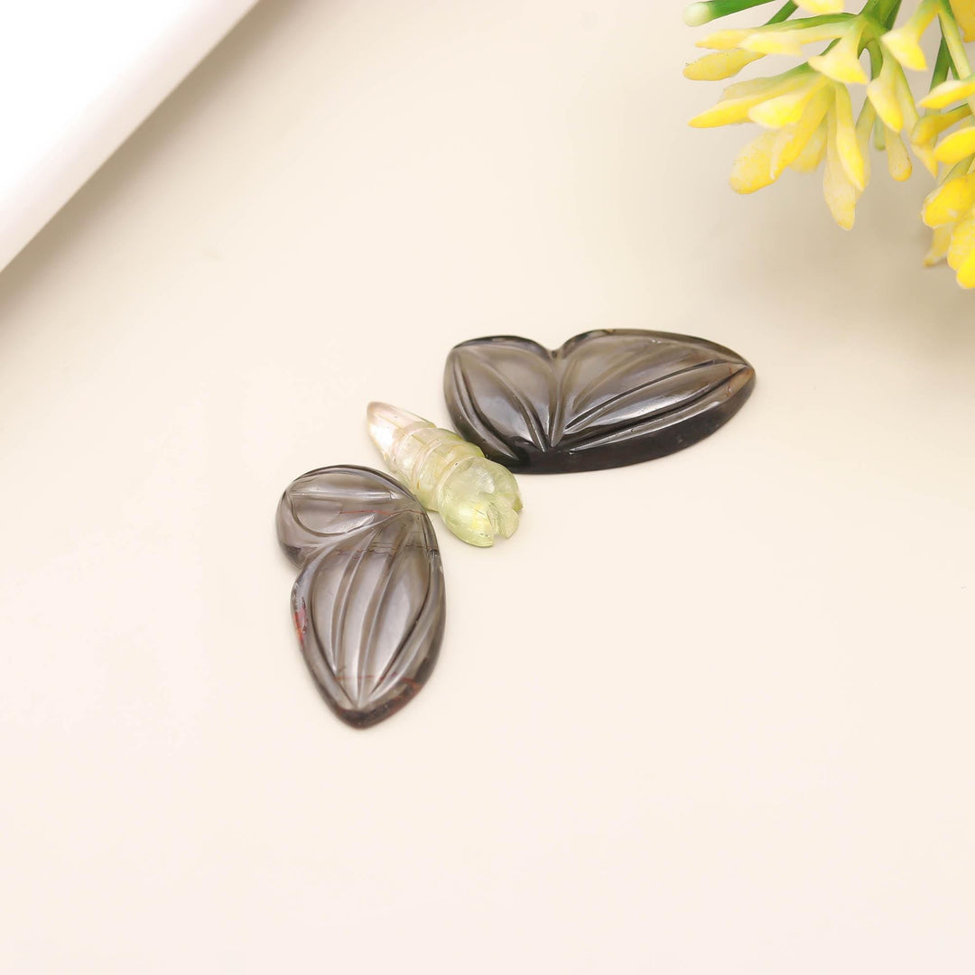 Pretty Tourmaline Butterfly Shape Gemstone, Natural Brown Tourmaline Hand Carved Butterfly Shape Beads, 19MM Loose 3 Stone, Beautiful Insect