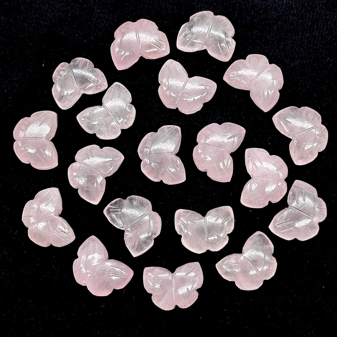Cute Rose Quartz Butterfly Shape Beads, Natural Pink Quartz Hand Carved Butterfly Briolettes, Rose Quartz Gemstone Beads, 13 MM Loose Beads