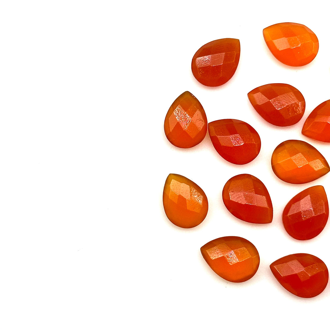Amazing Carnelian Faceted Pear Shape Beads, AAA+ Quality Teardrop Bead, 9X12 MM Briolette's Beads, Matched Pairs, Jewelry Making Beads