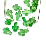 Load image into Gallery viewer, Green Strawberry Cross Shape Beads ~ Healing &amp; Protection Gemstone Beads ~ Faceted Strawberry Beads ~ 15 MM Cross Charm Beads ~ Green Beads