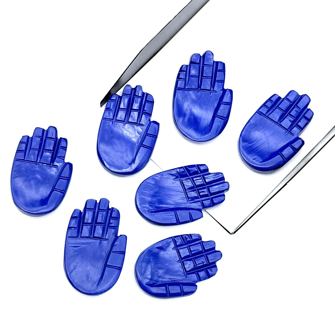 Lapis Lazuli Hamsa Shape Carving Gemstones, 25 MM Palm Shape Gemstone, Healing Power Of Hamsa, Hand Carved Jewelry Making Charms