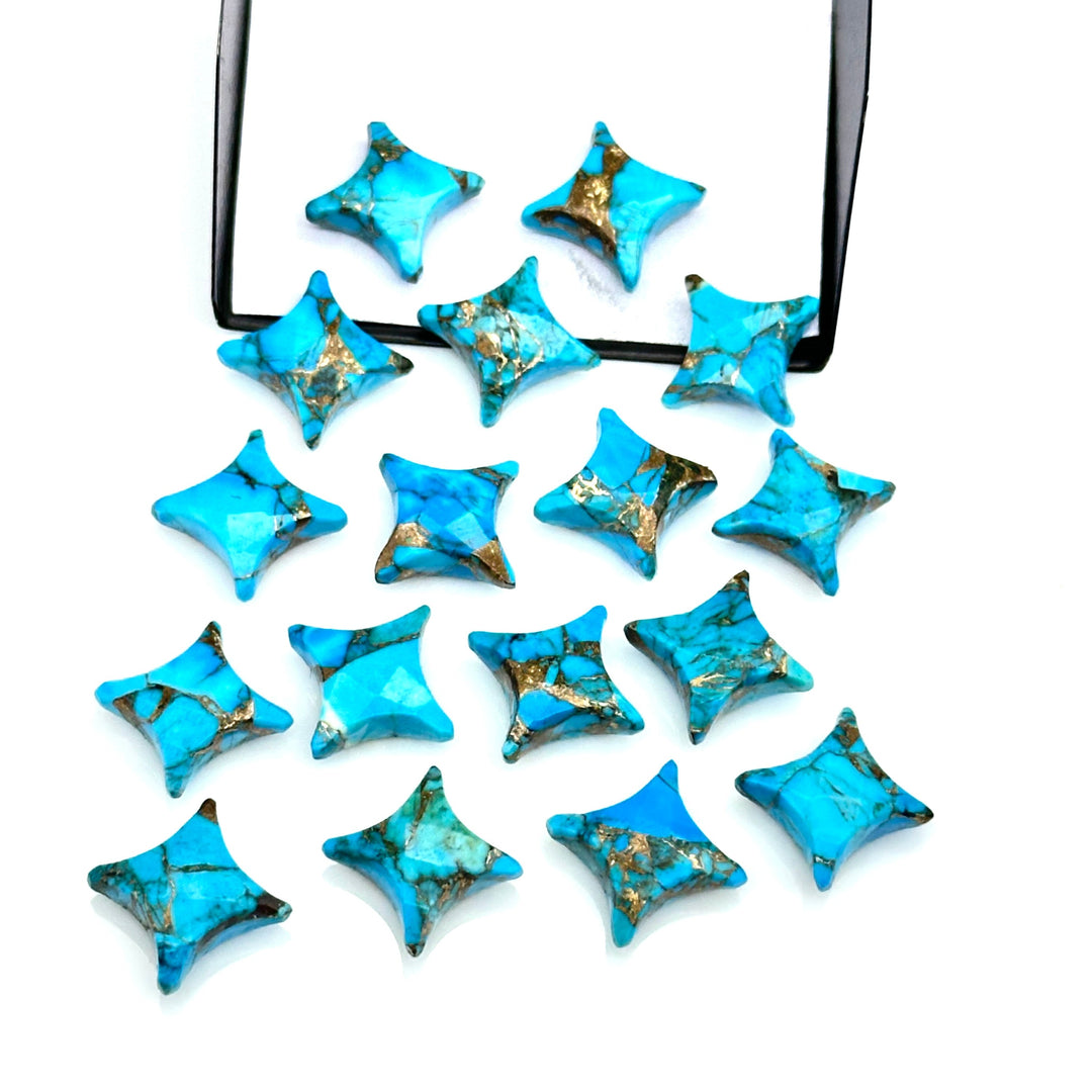 Natural Copper Turquoise Ninja Star Shape Carving Beads, Fancy Star Shape Gemstone Beads, 11X15 MM Jewelry Making Star Shape Briolette Beads