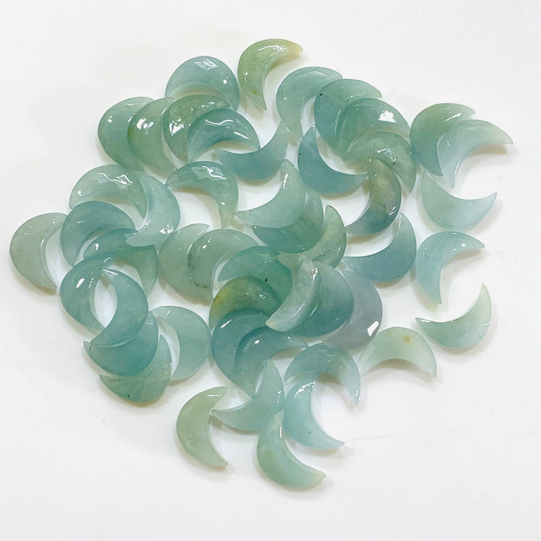 2,3,4,5 Pcs Natural Aquamarine Hand Carved Moon Shape Briolettes, Carved Moon Shape Gemstone For Jewellery, Moon Shape Briolettes 17mm