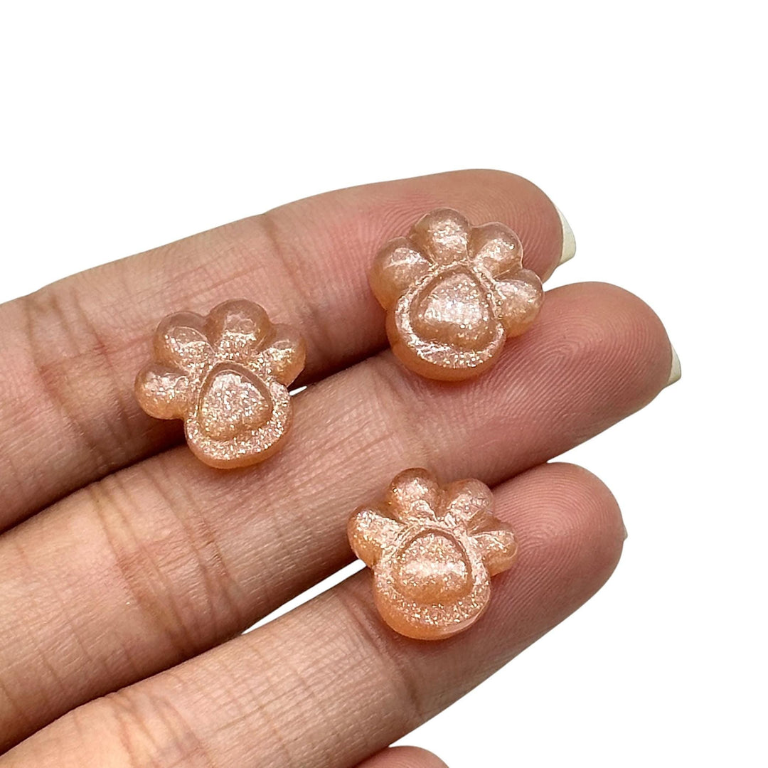 Natural Peach Moonstone Dog Paw Carving, AAA+ Quality Gemstone Paw Carving, 13 MM Little Paw Charm, Gift For Dog Lover, Dog Pendant For Gift