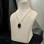 Load image into Gallery viewer, Genuine Black Onyx Hamsa Necklace, Gemstone Hamsa Necklace Gift For Her, Reiki Healing Jewelry, Black Charm Protection Necklace 25 MM Hamsa