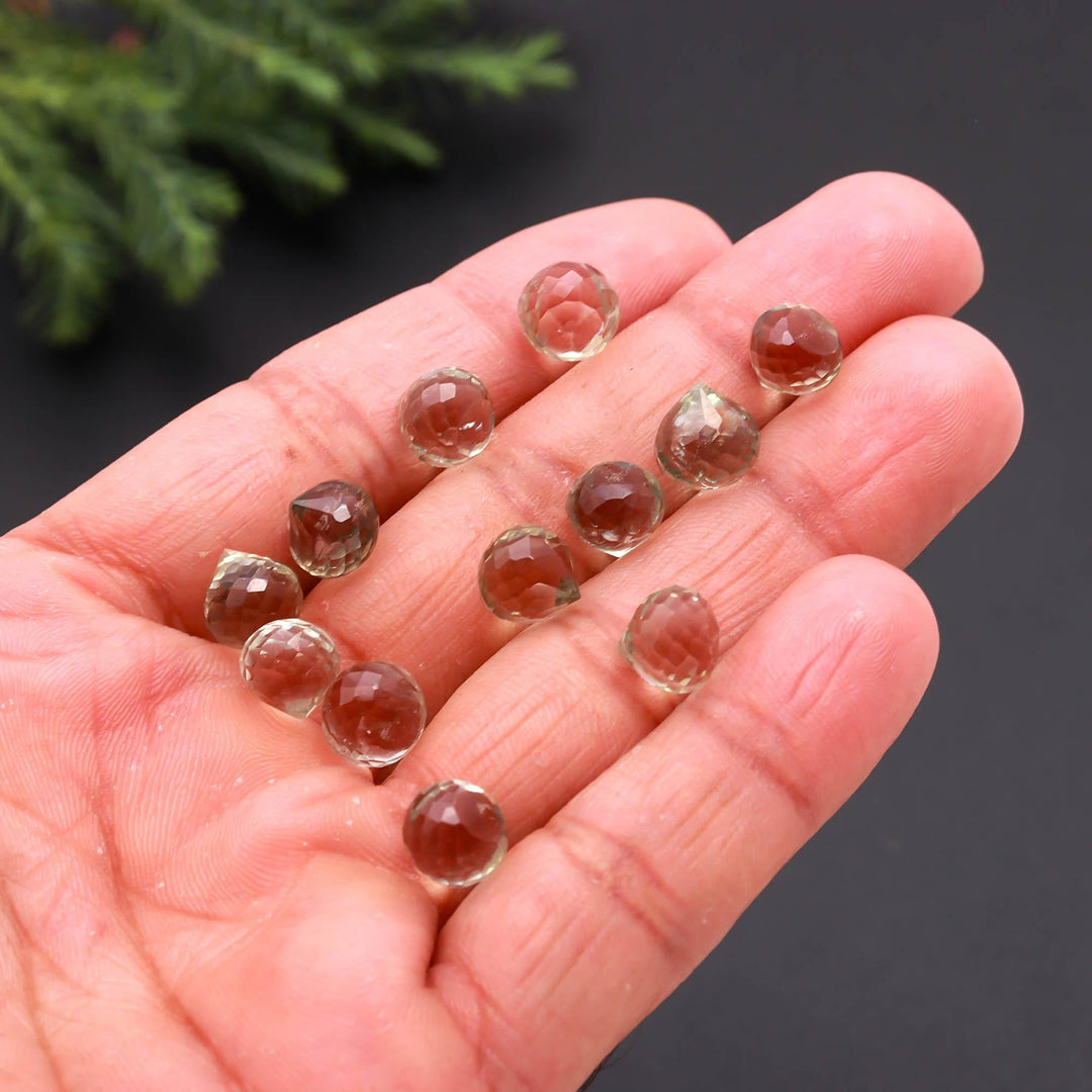 Genuine Green Amethyst Onion Shape Briolette's, Hand Carved Faceted Onion Shape Beads, Mini Onion Carving For Jewelry Making, 8 MM
