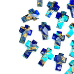 Load image into Gallery viewer, Copper Blue Turquoise Cross Shape Beads ~ Healing &amp; Protection Gemstone Beads ~ Faceted Blue Turquoise Beads ~ 15 MM Cross Charm Beads