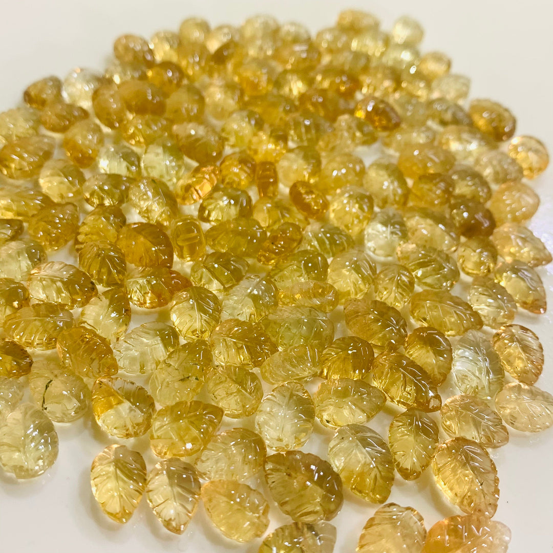 AAA Citrine Leaf Briolettes: Carved Gemstone for Jewelry (7x5 10x7 mm)