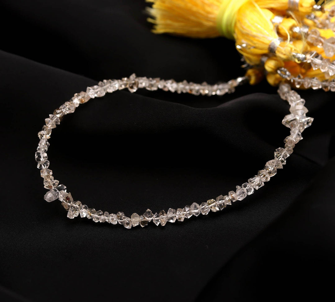 Golden Herkimer Diamond Crystal Beads, Double Terminated Golden Diamond Beads, Natural Uncut Healing Beads for Jewelry