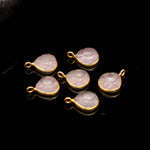 Load image into Gallery viewer, Natural Rose Quartz Flower Heart Shape pendant 17mm, 925 sterling  silver gold plated pendant