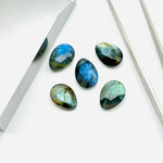Load image into Gallery viewer, 2,3,4,5 pcs A-one quality labradorite Faceted carved Rosecuts, freeform labradorite rosecuts, rosecut gemstone for jewelry 10X14 mm