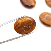 Tiger Eye's Evil Eye Gemstone, Tiger Eye's Hand Carved Evil Protection Stone Beads for Jewelry Making, 25 MM Loose Carved Evil Stone