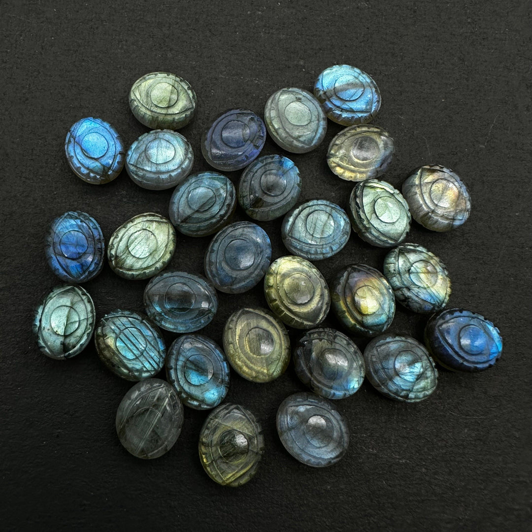 2,3,4,5 Pcs Natural Labradorite Carved Evil Eye Gemstone, Flashy Labradorite Evil Eye Charm Beads For Jewelry Making, Carving Beads, 10X12MM