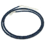 Load image into Gallery viewer, Natural Blue Sapphire Necklace, Blue Sapphire Beaded Necklace, 3 MM Blue Gemstone Necklace, Sterling Silver Handmade Jewelry, Gift for her