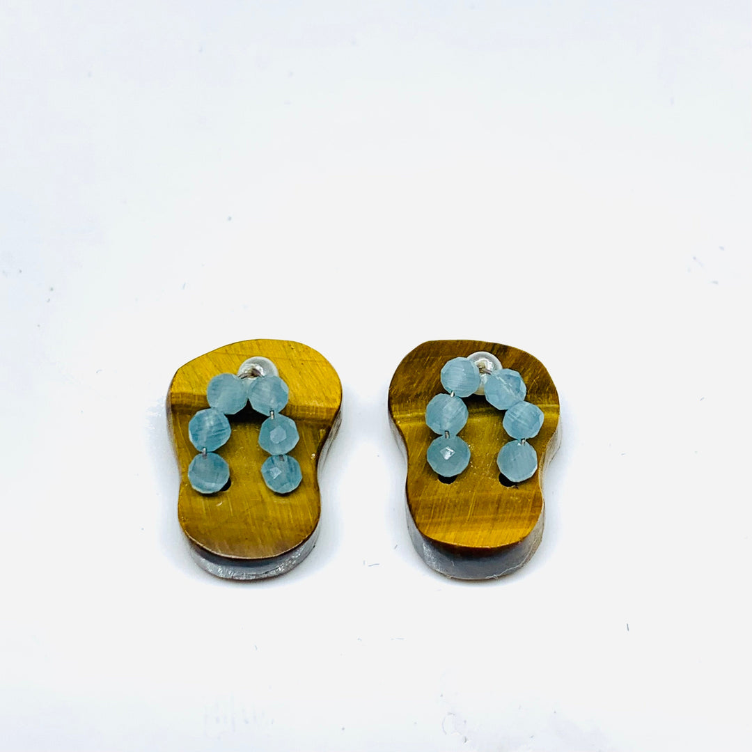1 Pair, 100% Natural Tiger Eye Slipper Shape Gemstone, Carved Gemstone, Loose Gemstone, Slipper Shape Gemstone, 18X11 mm