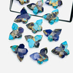Load image into Gallery viewer, Beautiful Mohave Copper Turquoise Butterfly Shape Beads, Sky Blue &amp; Dark Blue Faceted Butterfly Gemstone, Blue Turquoise Carvings 14x10 MM