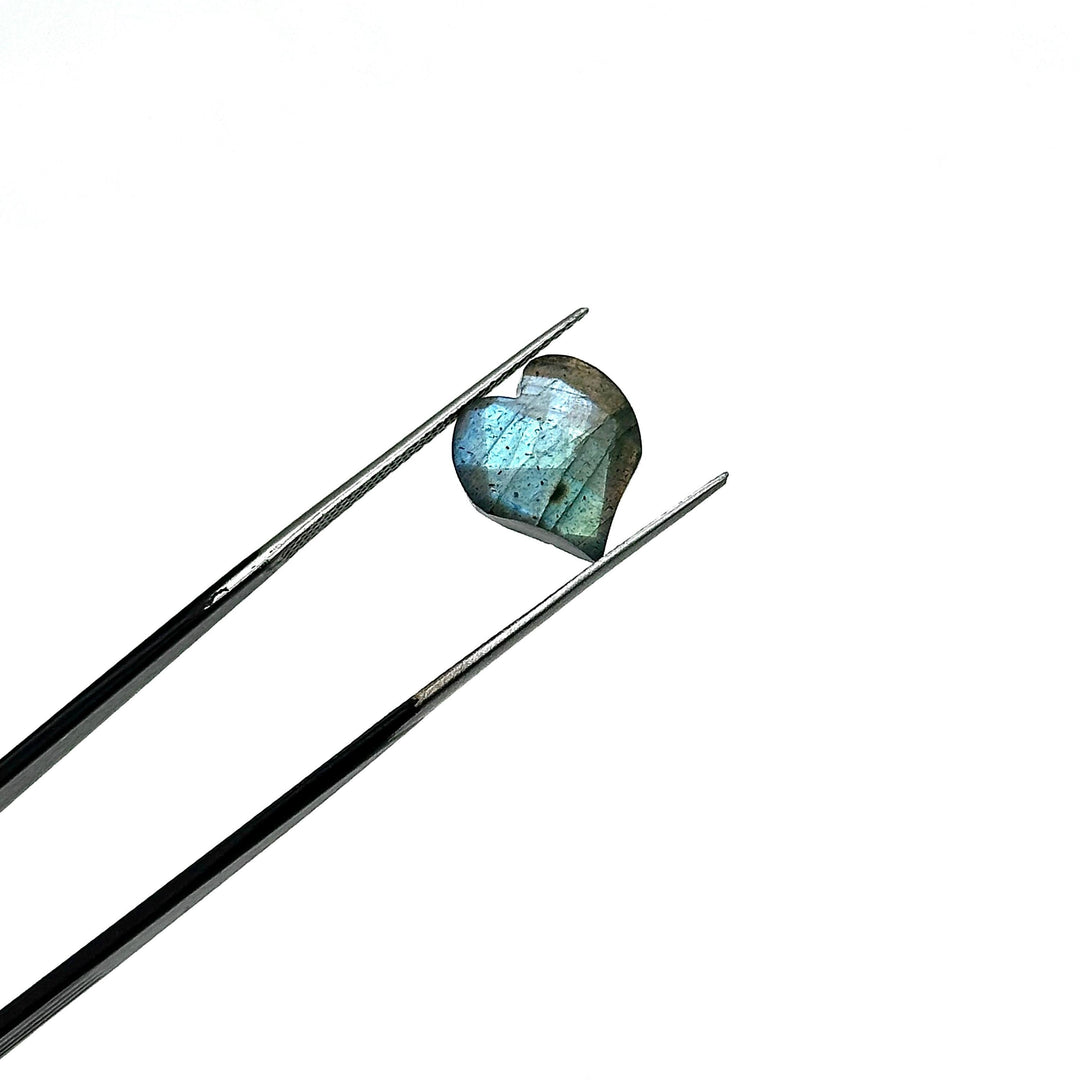 Flashy Labradorite Heart Shape Beads, Natural Labradorite Hand Carved Heart Charms for Jewelry Making, Faceted Heart Shape Briolette's 13 MM