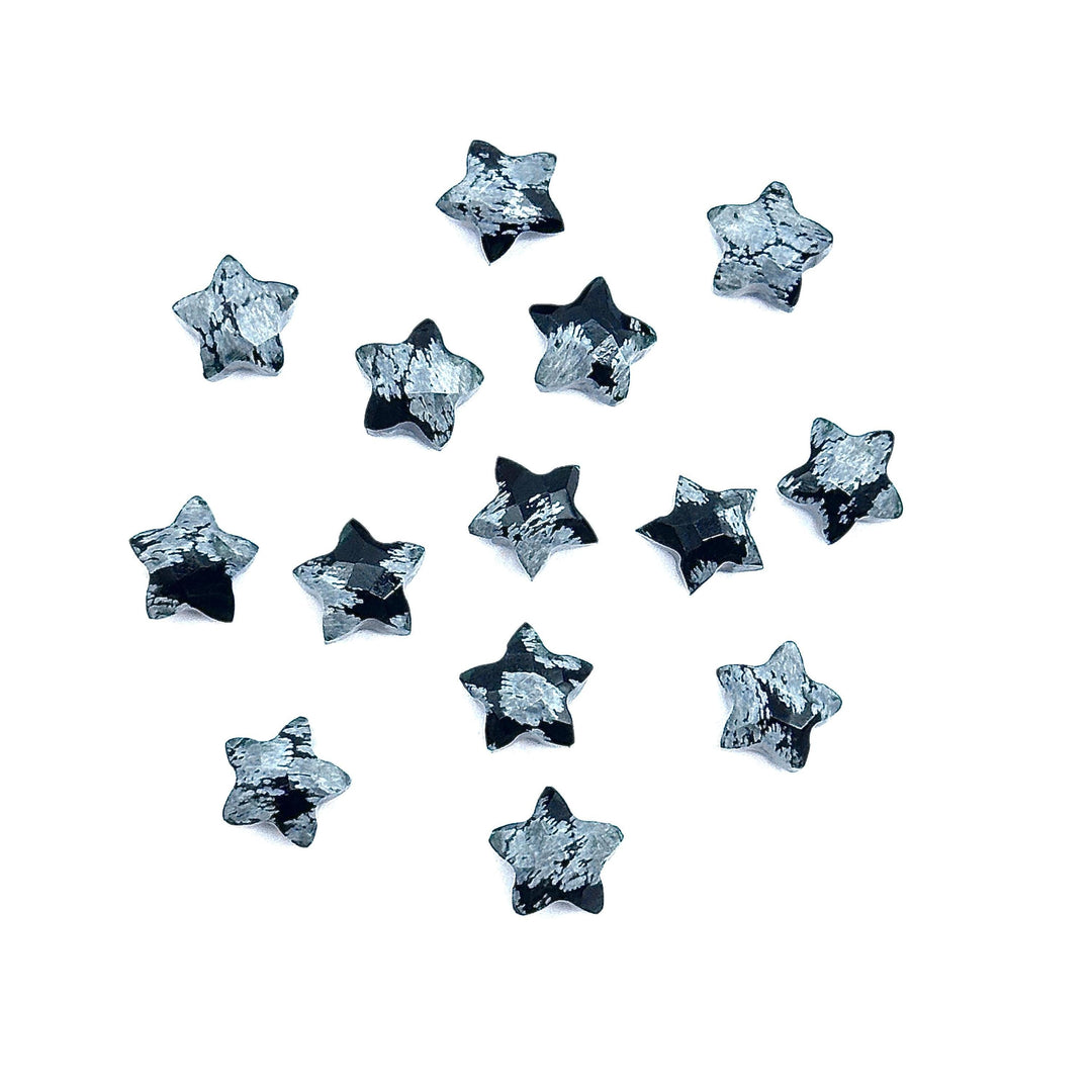 Faceted Black Jasper Star Beads: Hand Carved Briolettes (8mm)