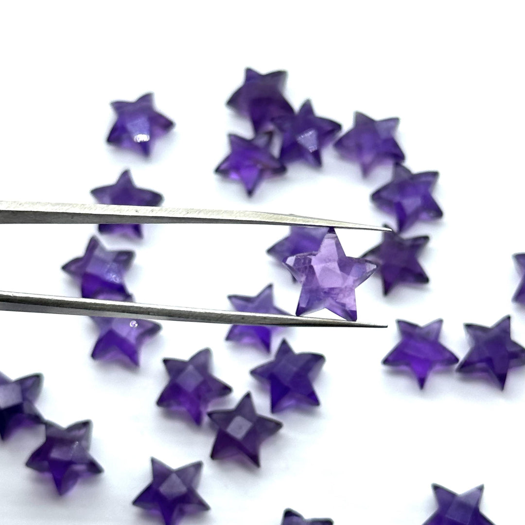 AAA Purple Amethyst Star Shape Briolettes, Natural Amethyst Carved Star Shape Gemstone Beads, Loose Amethyst Star Charms for Jewelry, 10 MM
