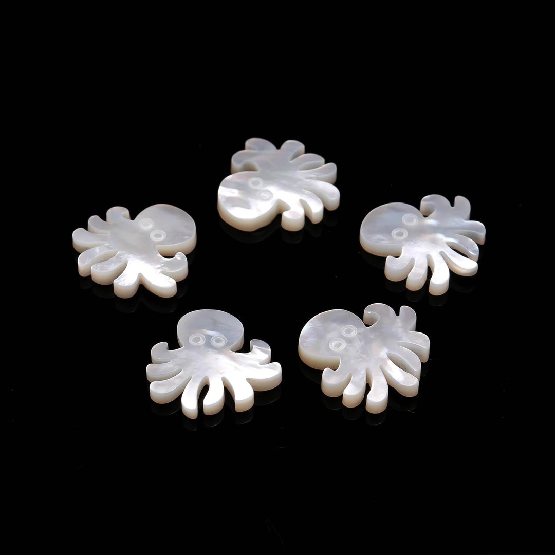 Hand Carved Mother of Pearl Octopus Charm, AAA Gemstone (20 MM, 1 Pc)
