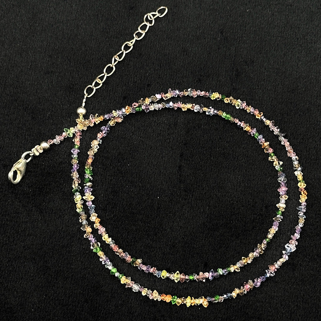 Herkimer Diamond Necklace: Raw Gemstone Beads, Sterling Silver (16 inches)