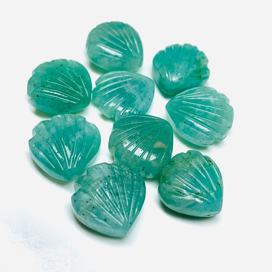 AAA+ Quality Amazonite Shell Shape Beads, 12 MM Carved Shell Shape Gemstone, Sea Shell Charms For Jewelry Making, For DIY Craft