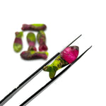 Load image into Gallery viewer, Carved Copper Turquoise Fish Charm: Neon Green &amp; Hot Pink Briolette (25mm