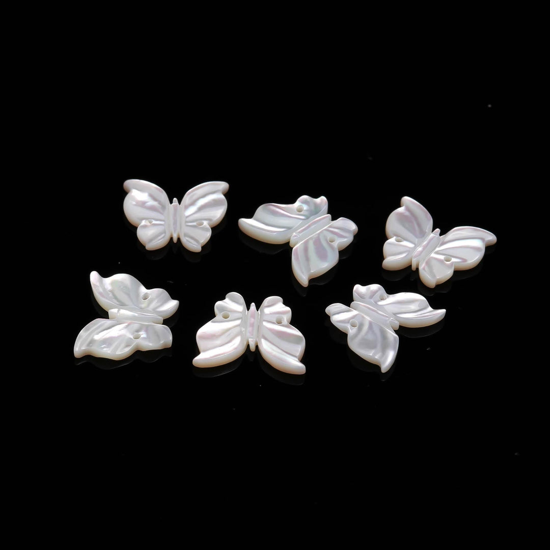 AAA Mother of Pearl Butterfly Shape Carving, White Luster Pearl Butterfly Shape Beads for Jewelry Making, Both Side Face Drill, 15 MM