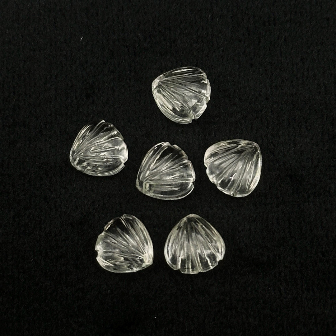 Natural Crystal Quartz Shell Shape Beads, 8 MM Hand Carved Seashells, Tiny Carved Beads, Shell Charms, Jewelry & Craft Making Gemstones