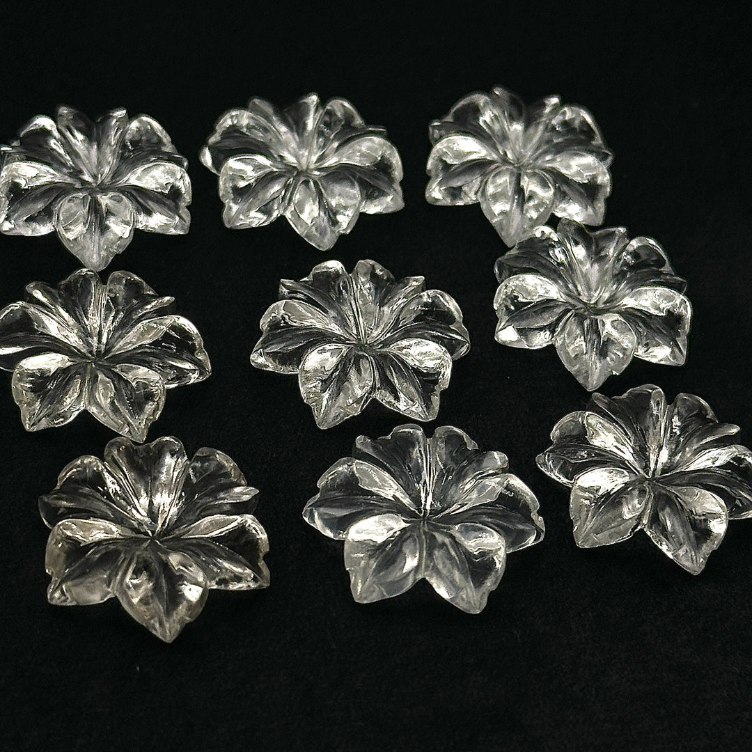 Beautiful Natural Crystal Quartz Carved Flower, Hand Carved Flower Shape Gemstone, 18 mm Naturally Carved Flower for Jewelry, Carved Crystal