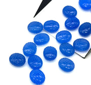 Natural Blue Chalcedony Scarab Shape Gemstone Beads, Beetle Face Handmade Carving For Jewelry, Charm Beads, Animal Carving Beads 10X12MM