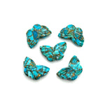 Load image into Gallery viewer, Carved Copper Turquoise Butterfly Charms: Handmade Gemstone Briolettes, 18mm