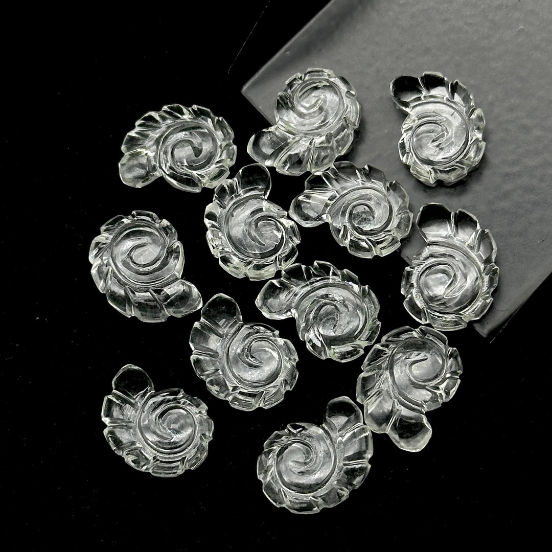 AAA Crystal Quartz Carved Shell Beads, Natural Crystal Quartz Hand Carved Shell Shape Gemstone, Seashell Charm, 16 MM, Snail Shell Diy Beads