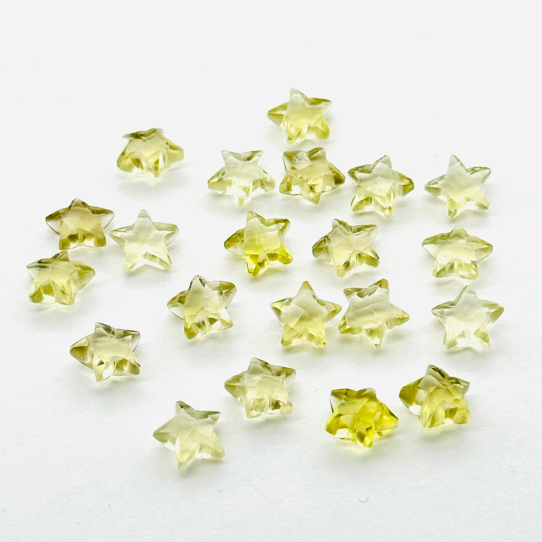 Natural Lemon Quartz Star Shape Beads, Faceted Stars Shape Briolettes Beads for Jewelry Making, Loose Lemon Stars, 8 MM Mini Star Charms