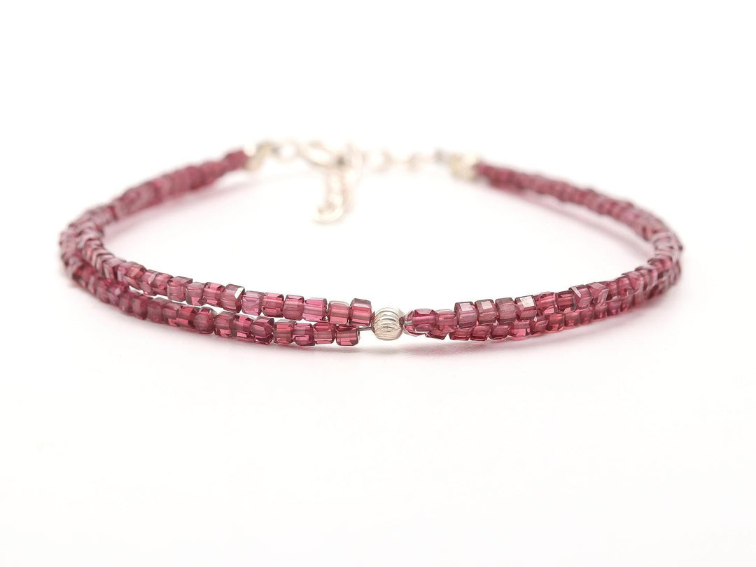 Beautiful Red Garnet Box Beads Bracelet, Handmade Faceted 2 MM Beads Bracelet, Bridesmaid Gift, Everyday Jewelry, Bracelet Gift for Her