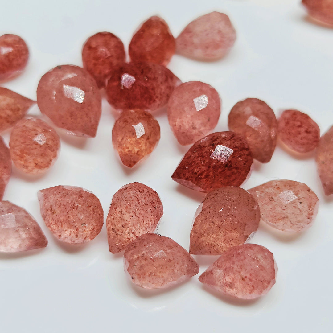 Natural Pink Strawberry Gemstone Drops: Jewelry Making (3X5-7X4.5 mm)