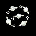 Load image into Gallery viewer, Natural White Moonstone and Pearl Charms, White Moonstone Heart Silver Charms, Gemstone Beads, Craft Making, 925 Silver Charms Wholesale