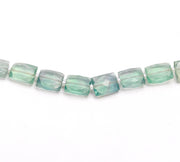 Faceted Green Fluorite Chicklet Beads, 8 Inch Strand