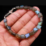 Load image into Gallery viewer, Labradorite Tumble Beads Bracelet, Flashy Labradorite Faceted Nuggets Shape Beads Bracelet, Healing Gemstone Jewelry, Gift for Girls, 8 MM